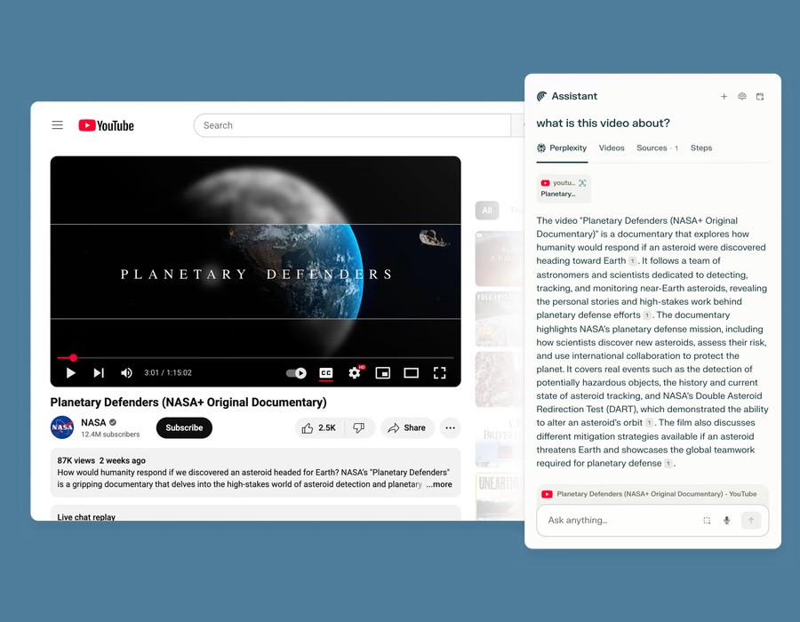 A screenshot of the Comet browser