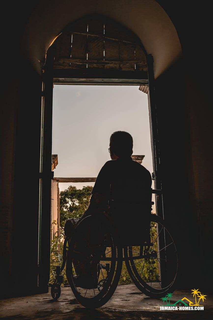 man sits on wheelchair