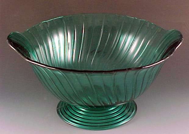 Jeannette Swirl Ultramarine Footed Handled Console Bowl