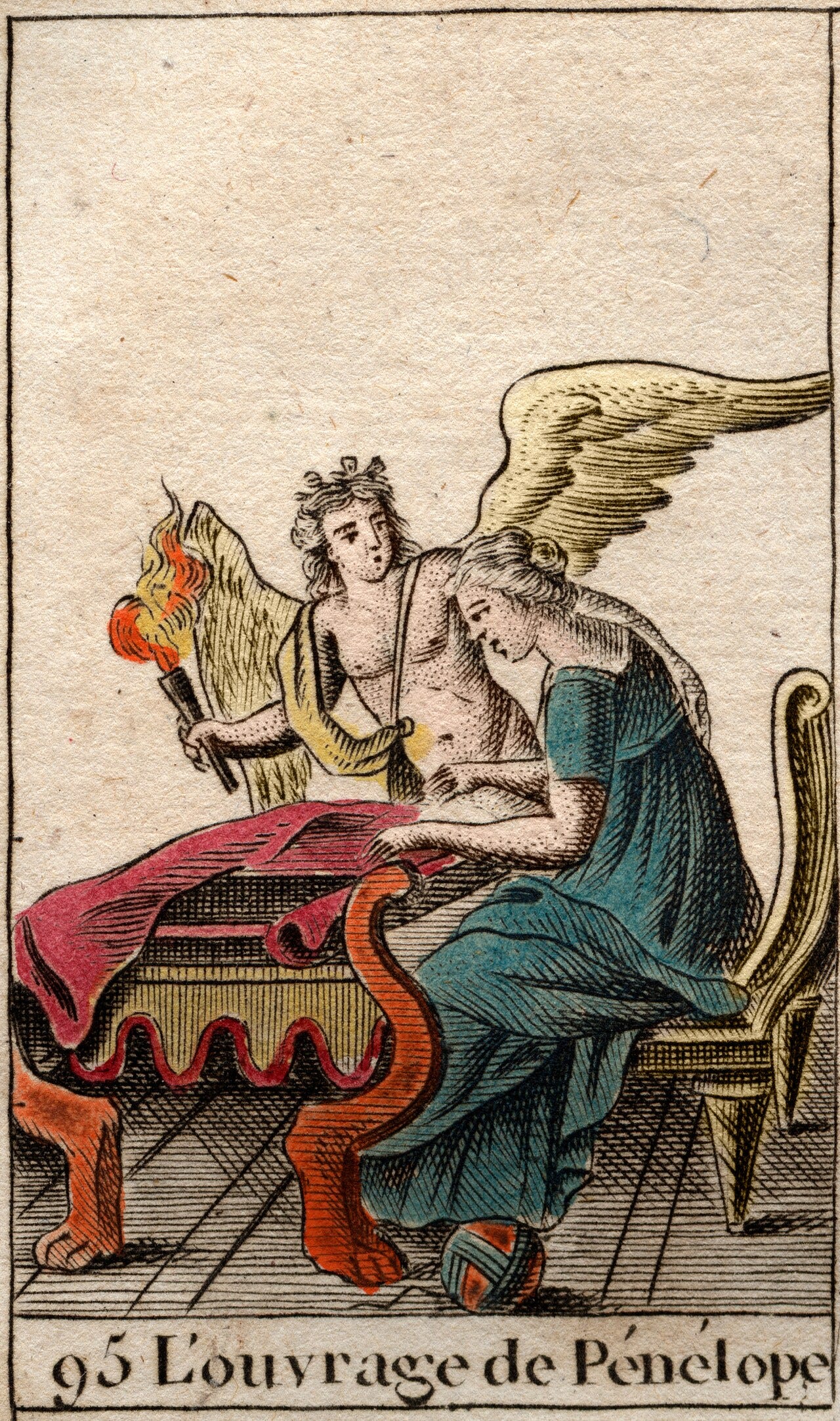 Penélope com sua tecelagem. De Mythologie de la jeunesse de Pierre Blanchard (1801).