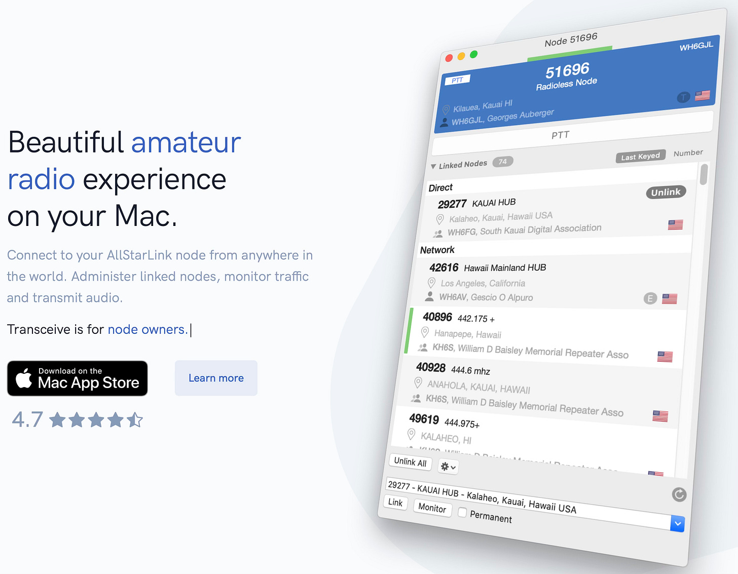 Transceive home page image