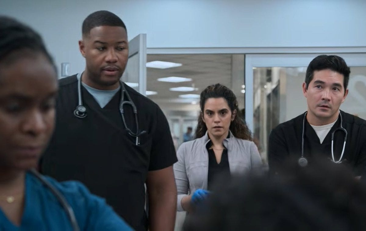 Luke Tennie as a night shift doctor in the next episode of the pitt!!!