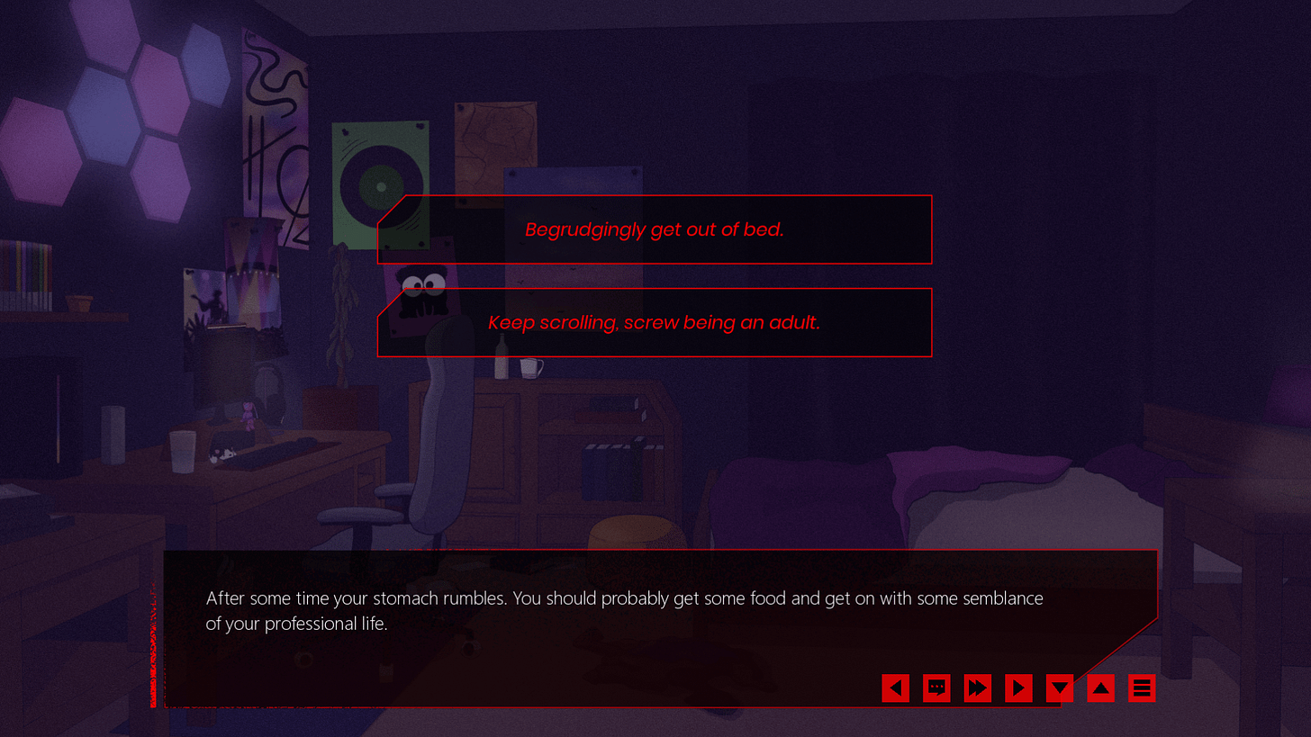 Under Your Skin Screenshot from itch io with correct background graphics