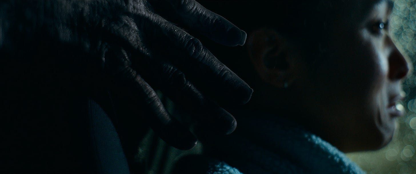The gnarly hand of the Passenger reaches for Lou Llobell. The gnarly hand of the Passenger reaches for Lou Llobell.
