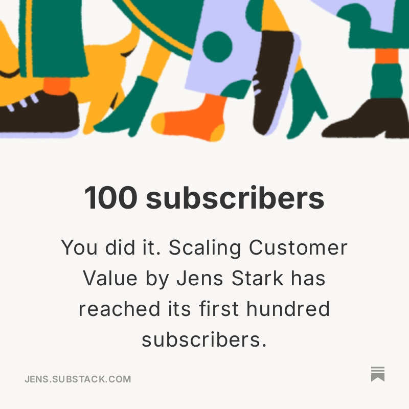 Your publication has reached its first hundred subscribers