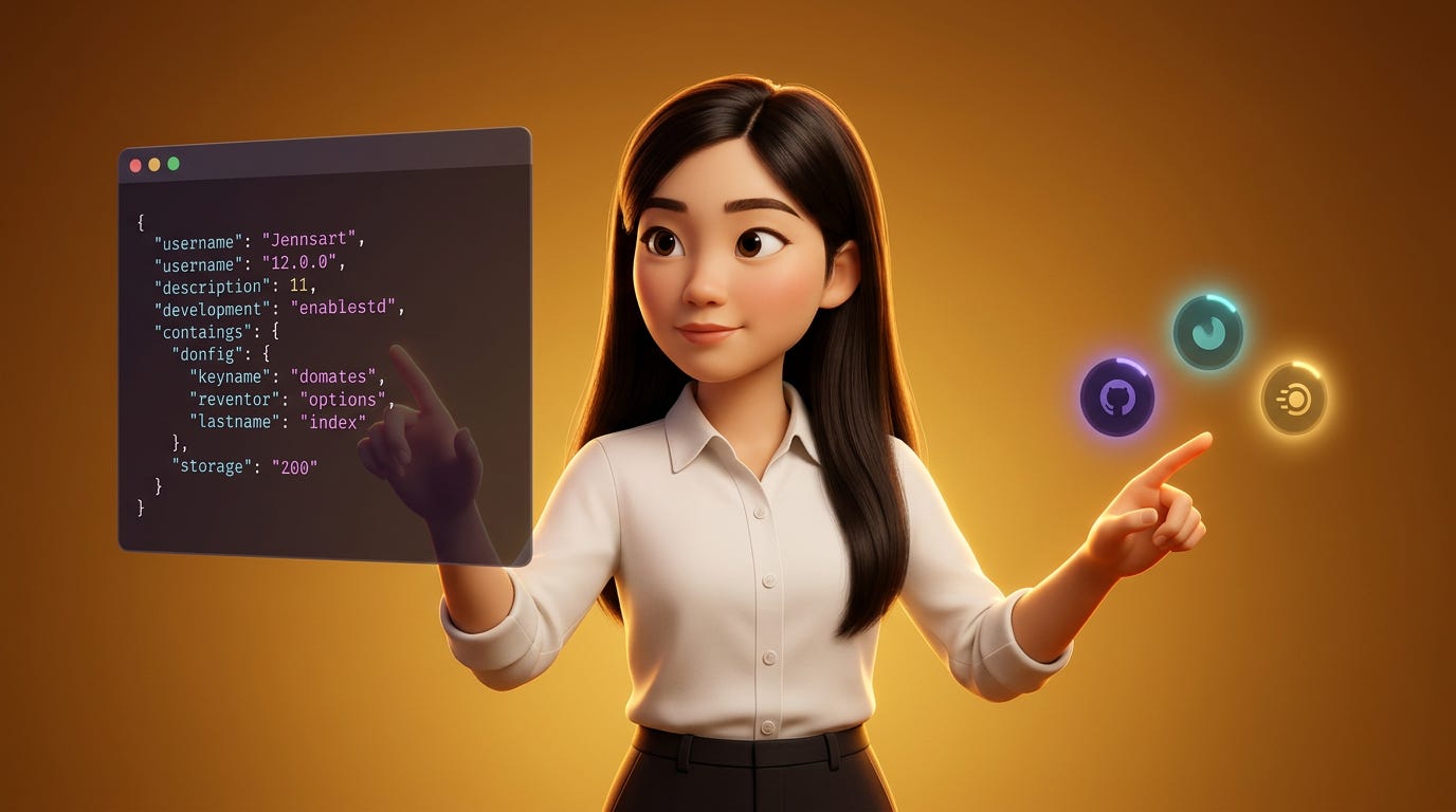 Jenny Ouyang demonstrating how to install MCP servers in Claude — JSON config panel and connected tool icons