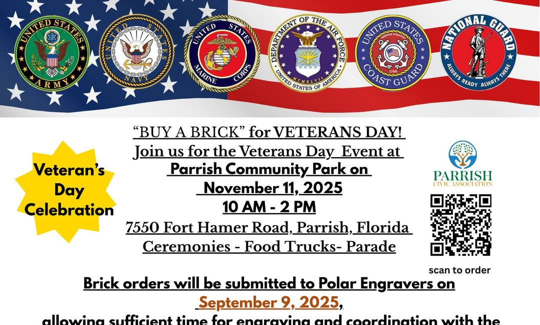 Parrish to Honor Veterans with Community Celebration and Commemorative Brick Program