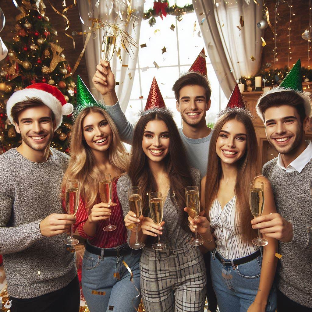 white people celebrating new years