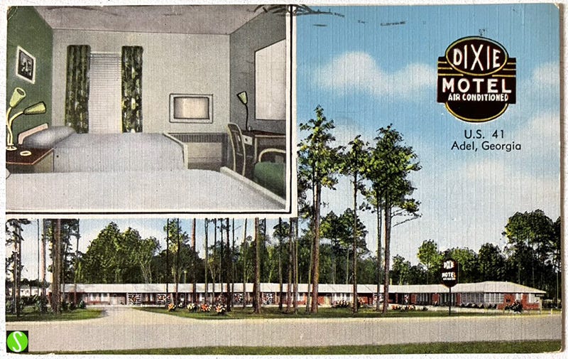 vintage postcard of Motel Dixie, Georgia