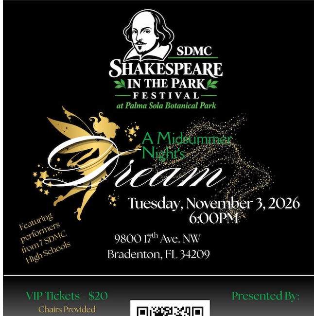 Shakespeare in the Park Brings A Midsummer Night’s Dream to Palma Sola Botanical Park November 3