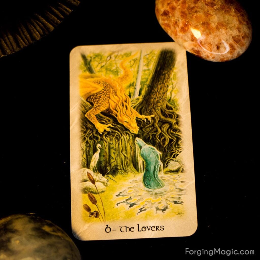 Celtic Dragon Tarot Lovers Card