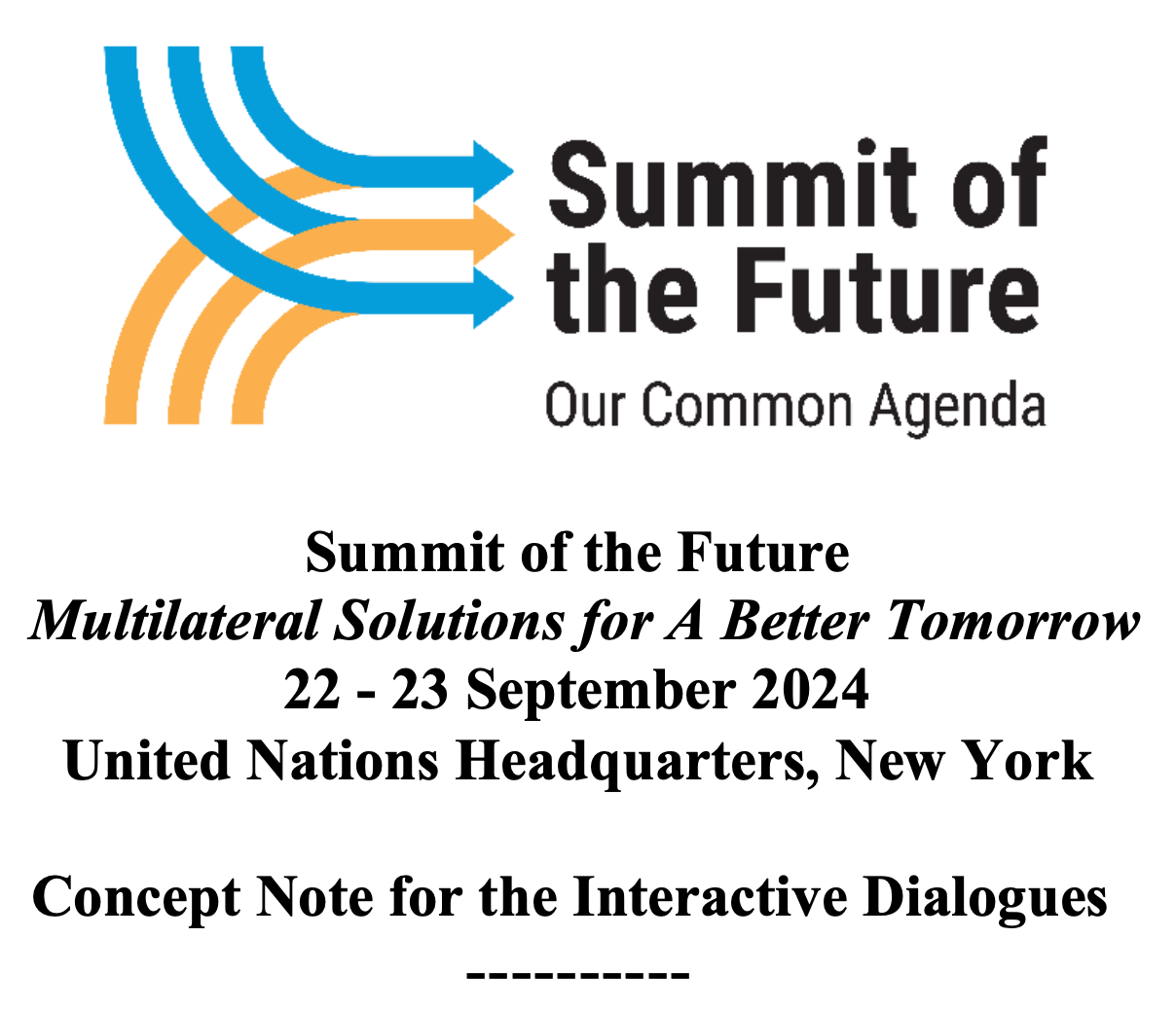 Summit Of The Future Concept Note Now Released For The Interactive ...