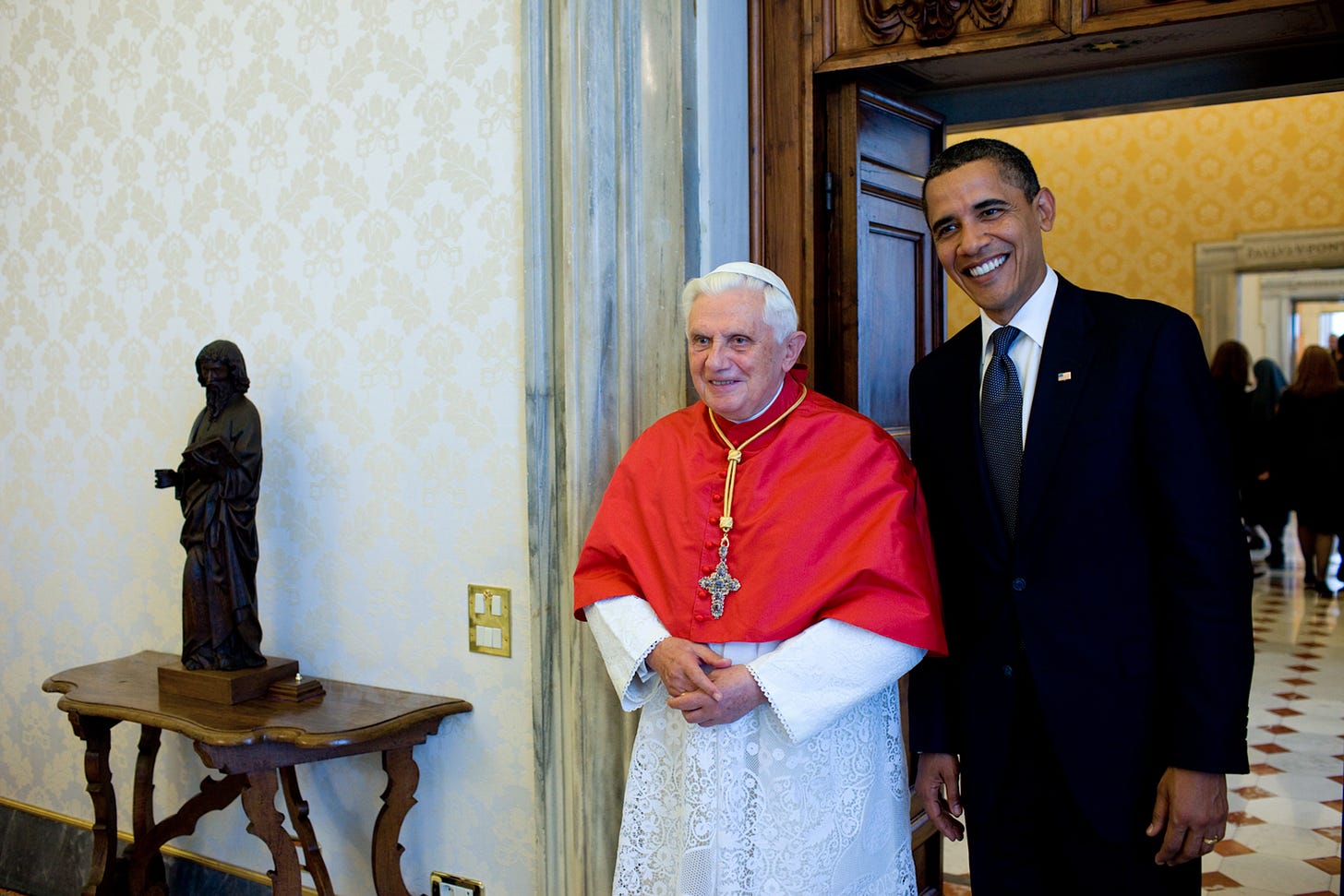 President Barack Obama meets Pope Benedict XVI at the Vatican on July 10, 2009 President Barack Obama meets Pope Benedict XVI at the Vatican on July 10, 2009