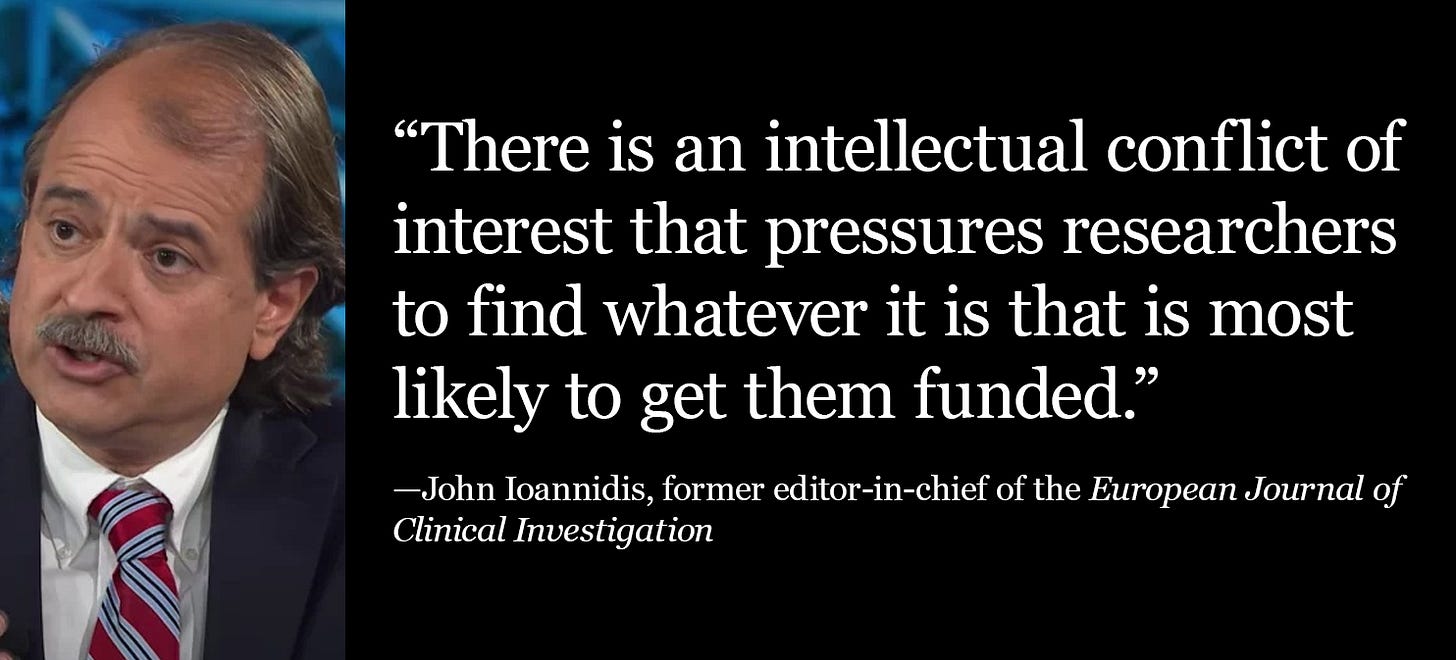Ioannidis: Funding pressures bias scientists toward results that bring in more money.