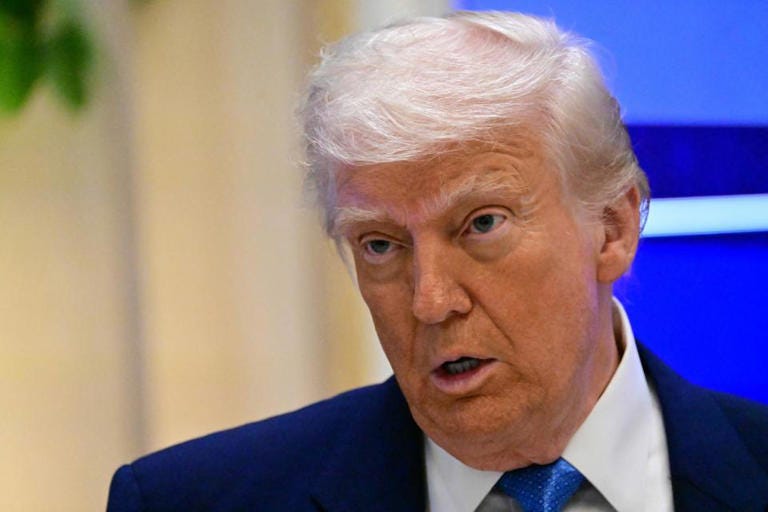 President Donald Trump addresses a business forum in Abu Dhabi on May 16, 2025. (Photo by GIUSEPPE CACACE/AFP via Getty Images) AFP via Getty Images