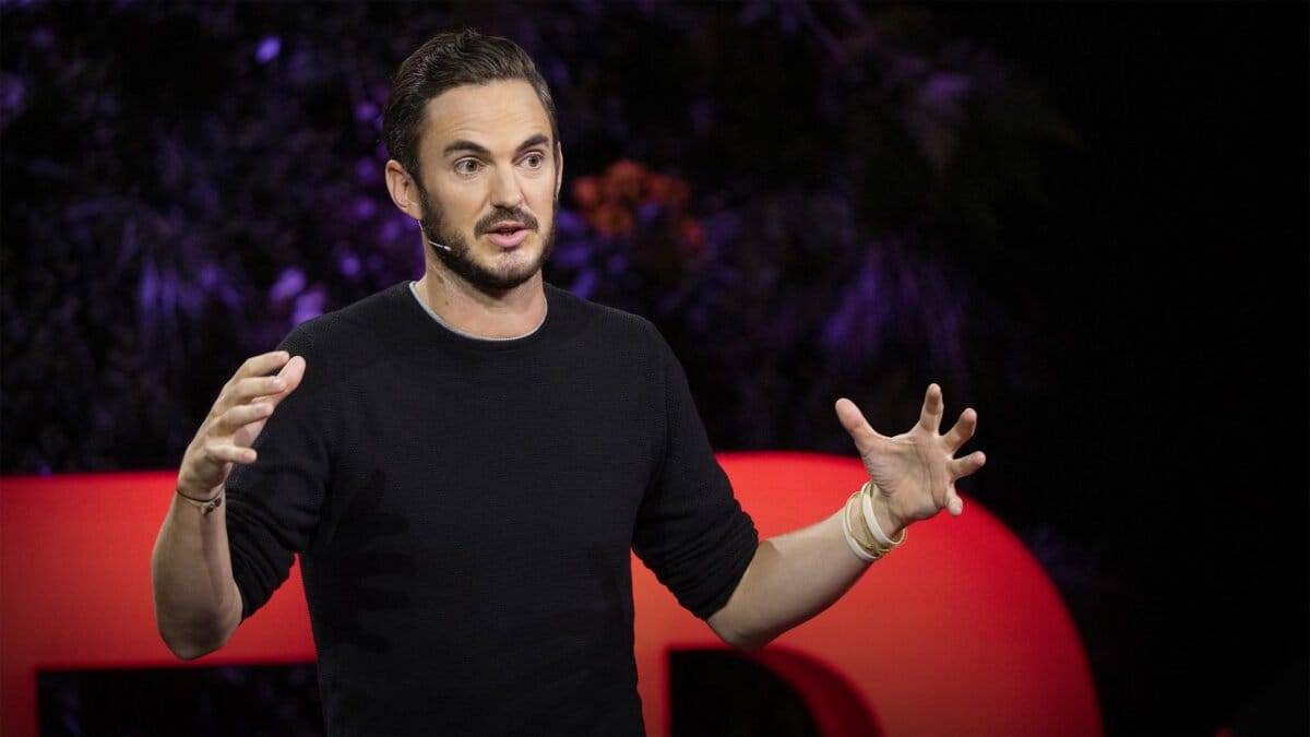 Thomas Crowther speaking at TED. Courtesy of TED