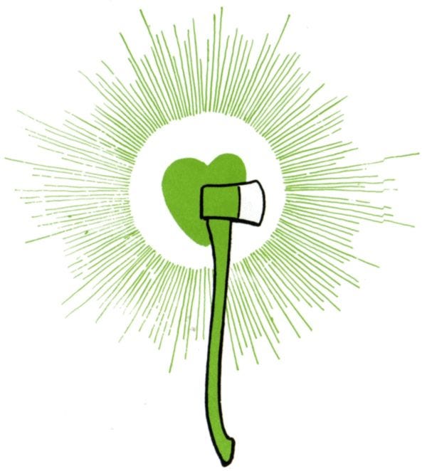 Axe with a heart.