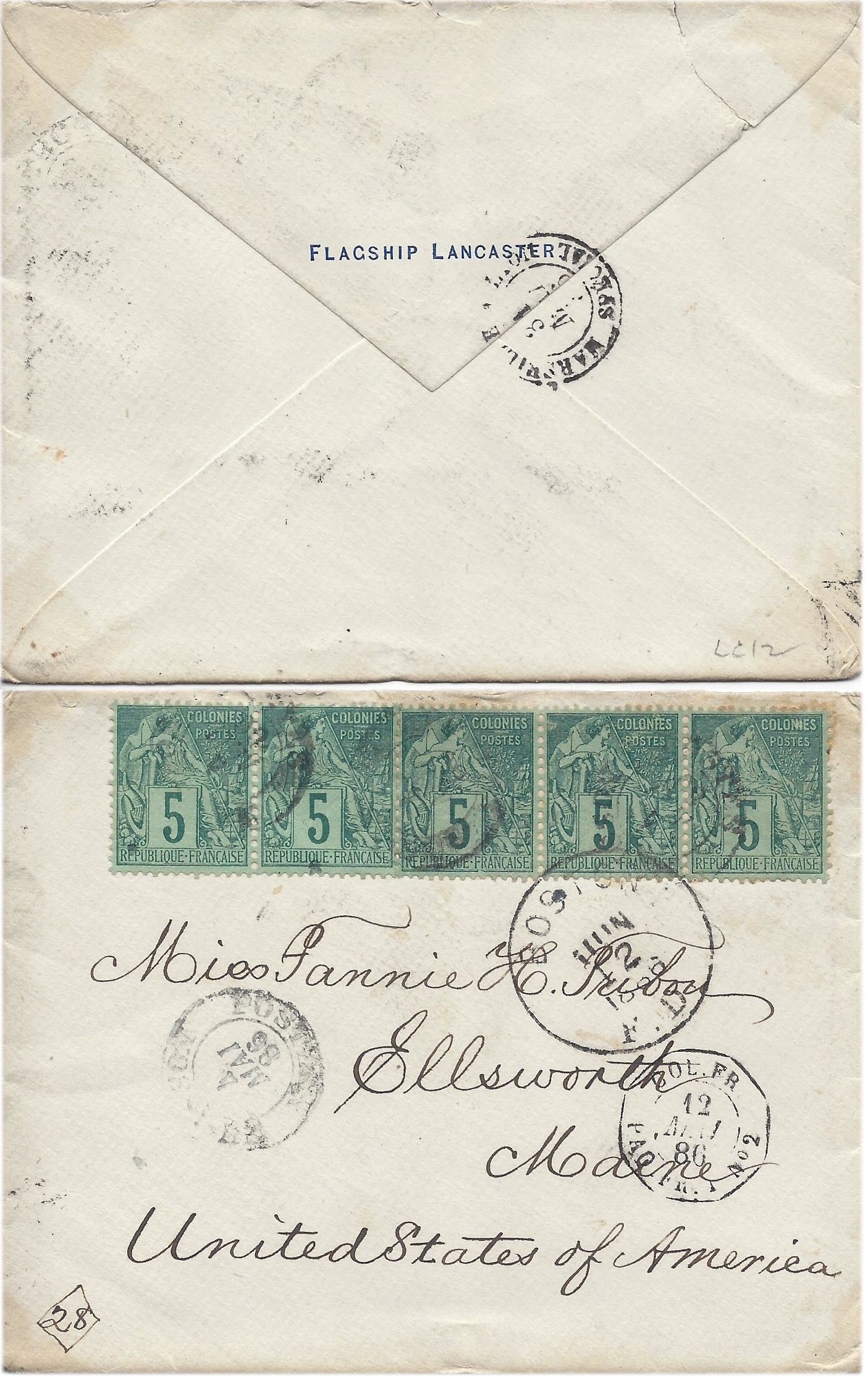 1886 envelope from Flagship LANCASTER 1886 envelope from Flagship LANCASTER