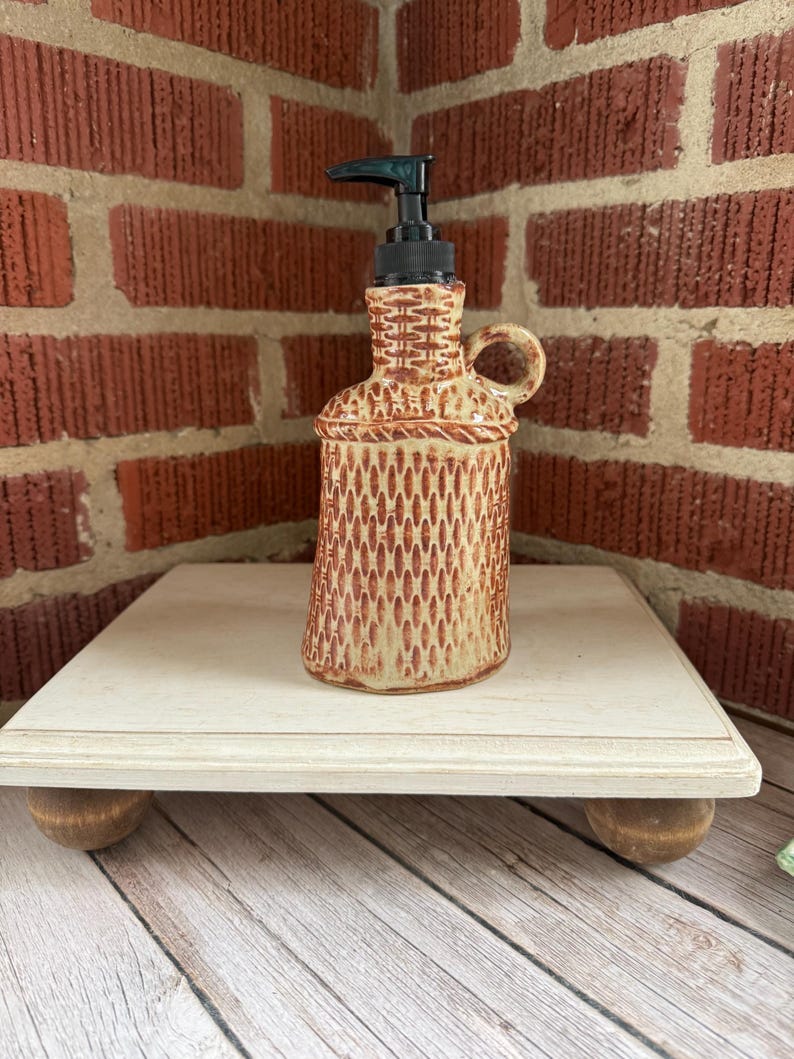 Soap dispensers, lotion holder, Ceramic Rattan patterned dispenser rattan