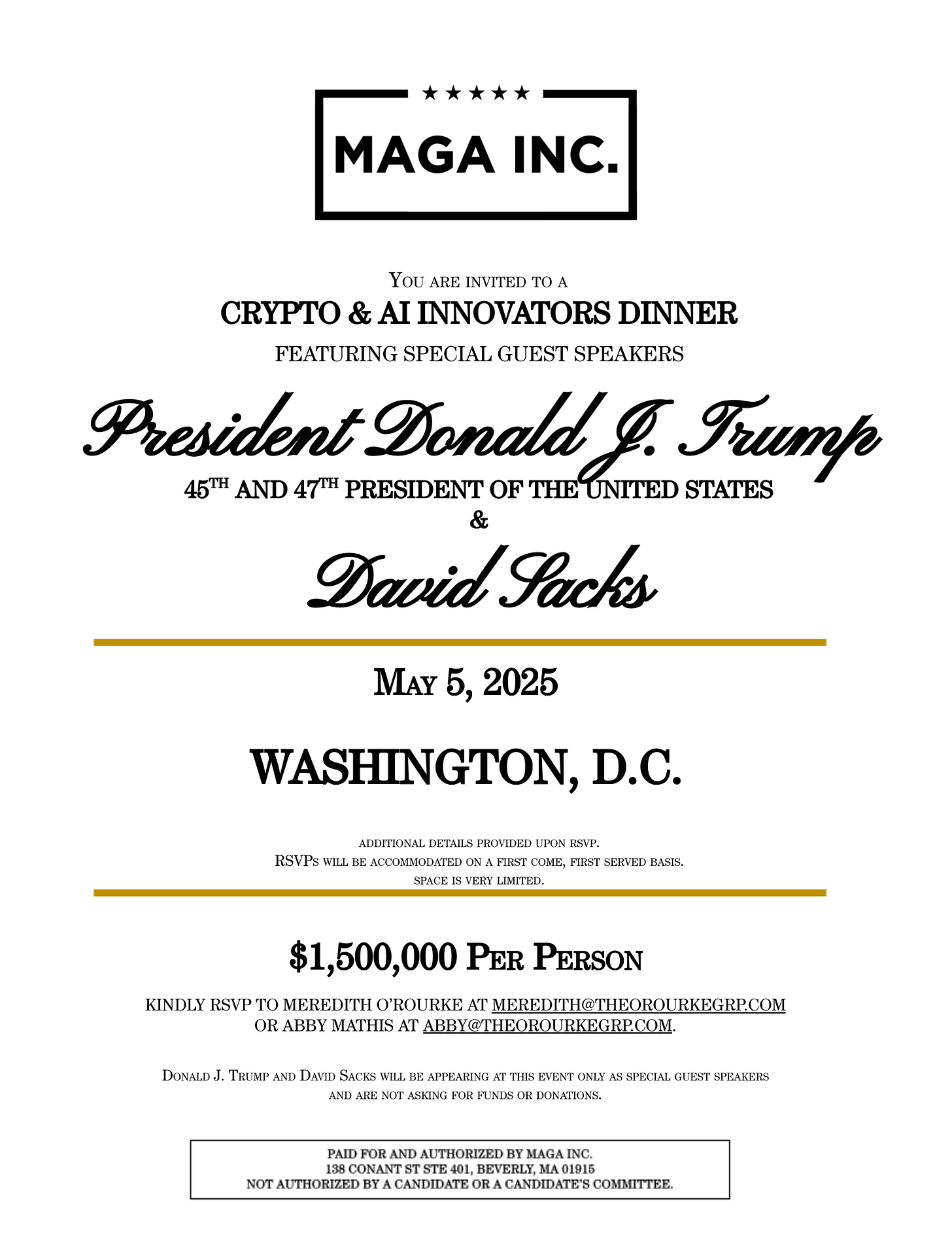 Read the Invitation to the Trump Fund-Raiser - The New York Times