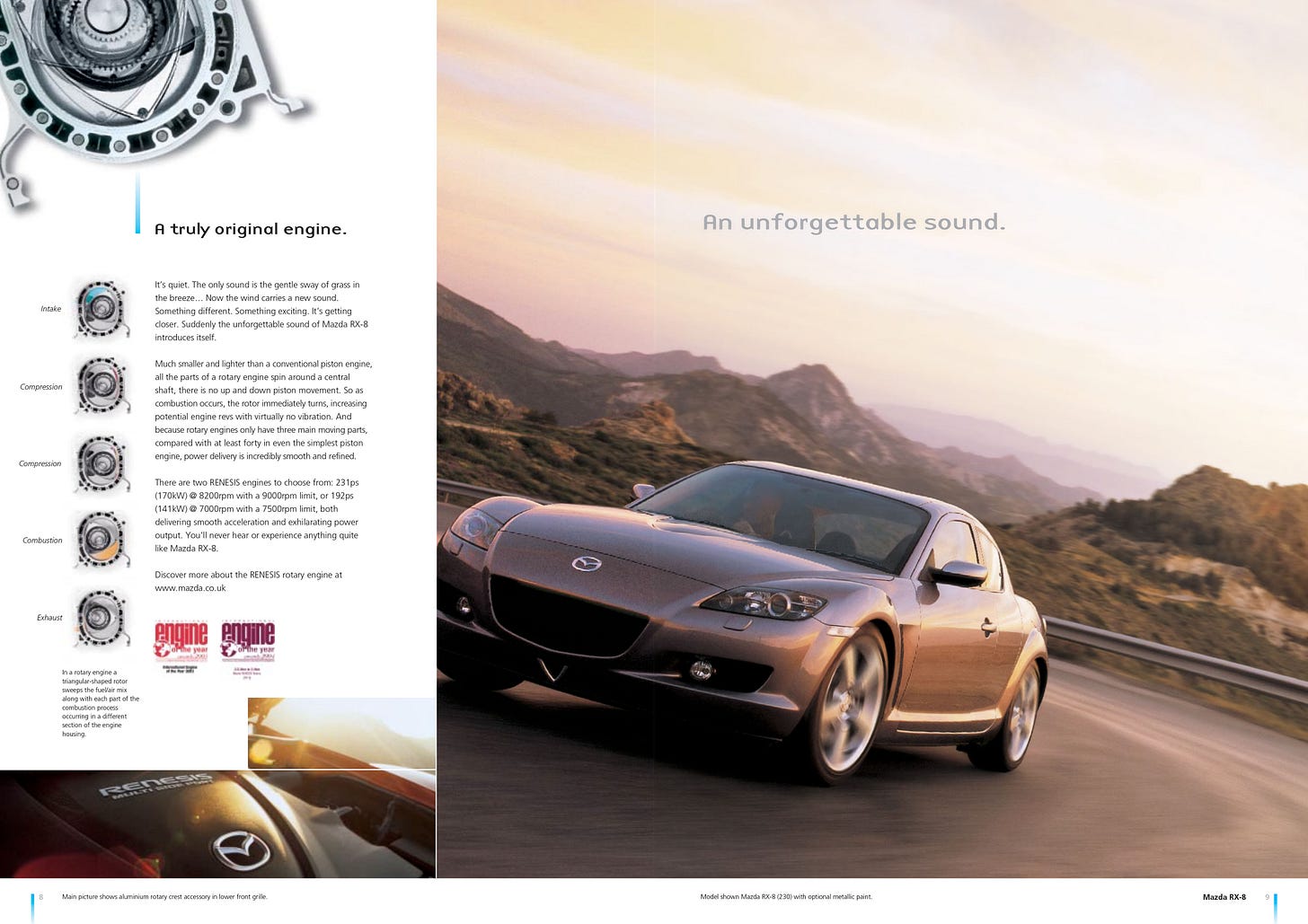 Mazda RX-8 2005 brochure renesis rotary engine Mazda RX-8 2005 brochure renesis rotary engine