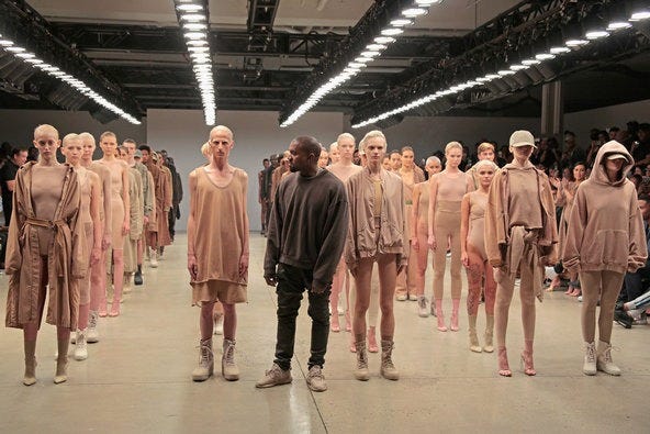 Kanye West at the finale of his September 2015 fashion show.