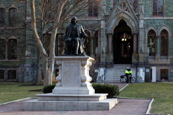 A statue of Benjamin Franklin on Penn’s campus.