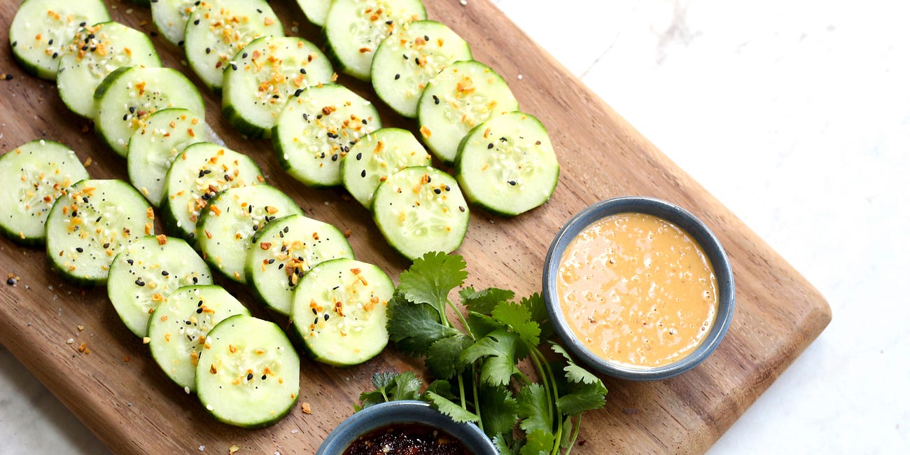 Everything But The Bagel Cucumber Slices with Dipping Sauces
