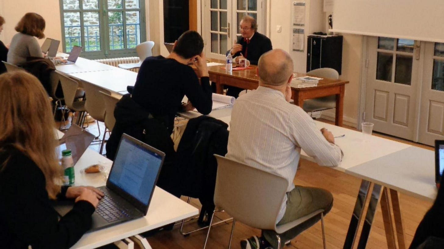Students listening to a lecturer on the spy course at Sciences Po Saint-Germain university Students listening to a lecturer on the spy course at Sciences Po Saint-Germain university