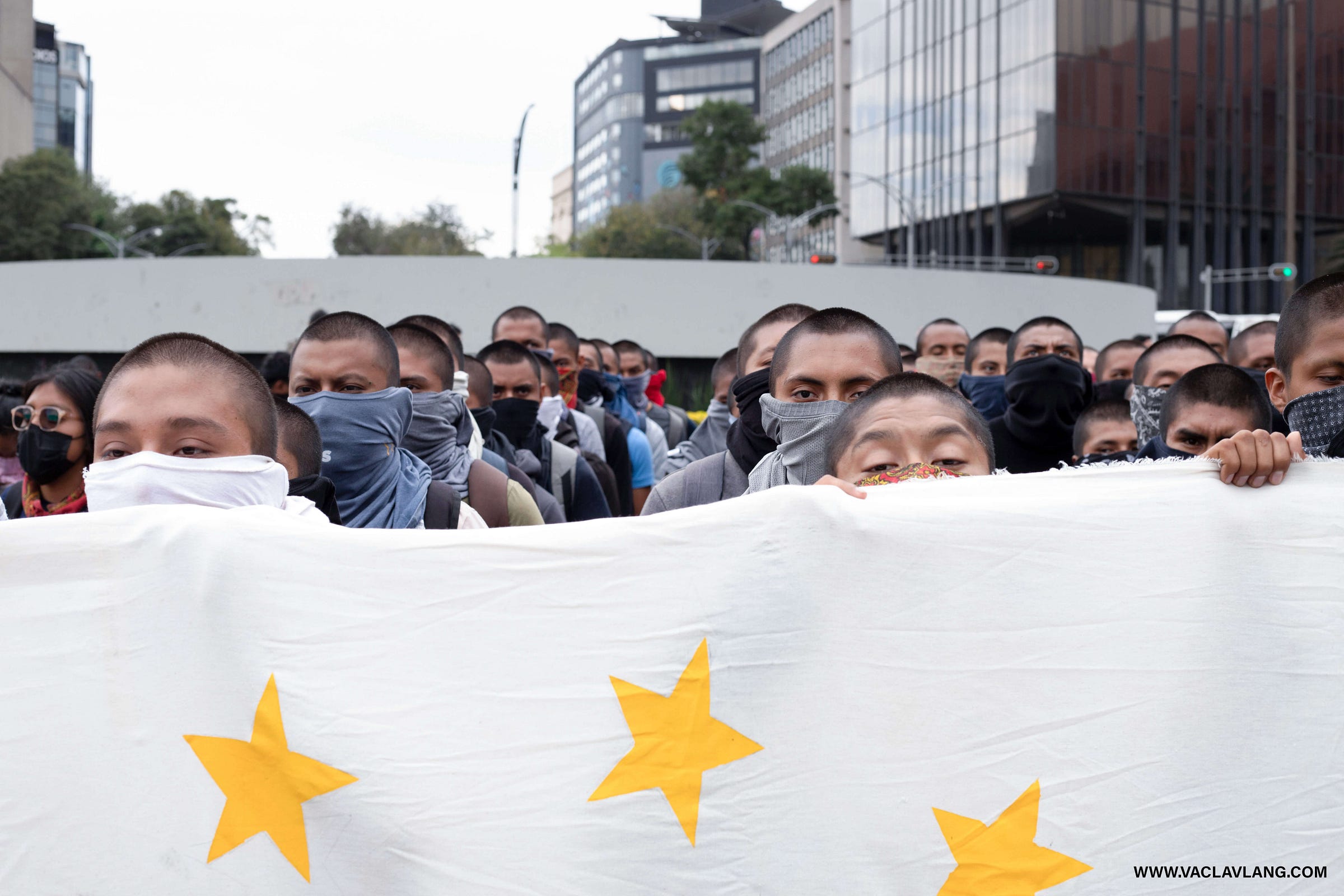 Students from a rural school in Ayotzinapa at their Wednesday protest in Mexico City Students from a rural school in Ayotzinapa at their Wednesday protest in Mexico City