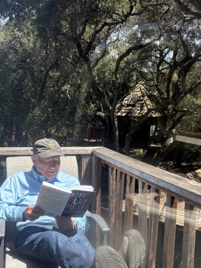 Dr. Brown digging in to age even more playfully