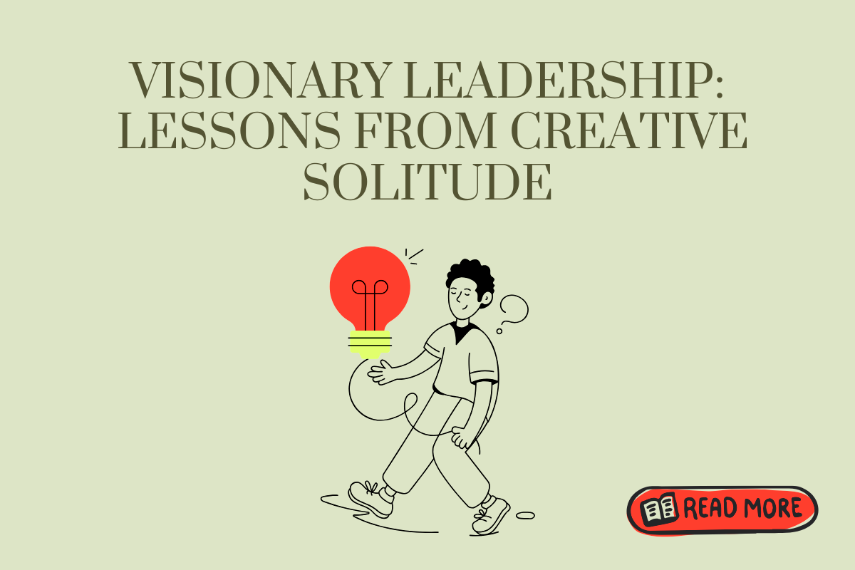 Illustration highlighting visionary leadership through creative solitude, reflecting the transformative power of quiet moments in leadership. Illustration highlighting visionary leadership through creative solitude, reflecting the transformative power of quiet moments in leadership.