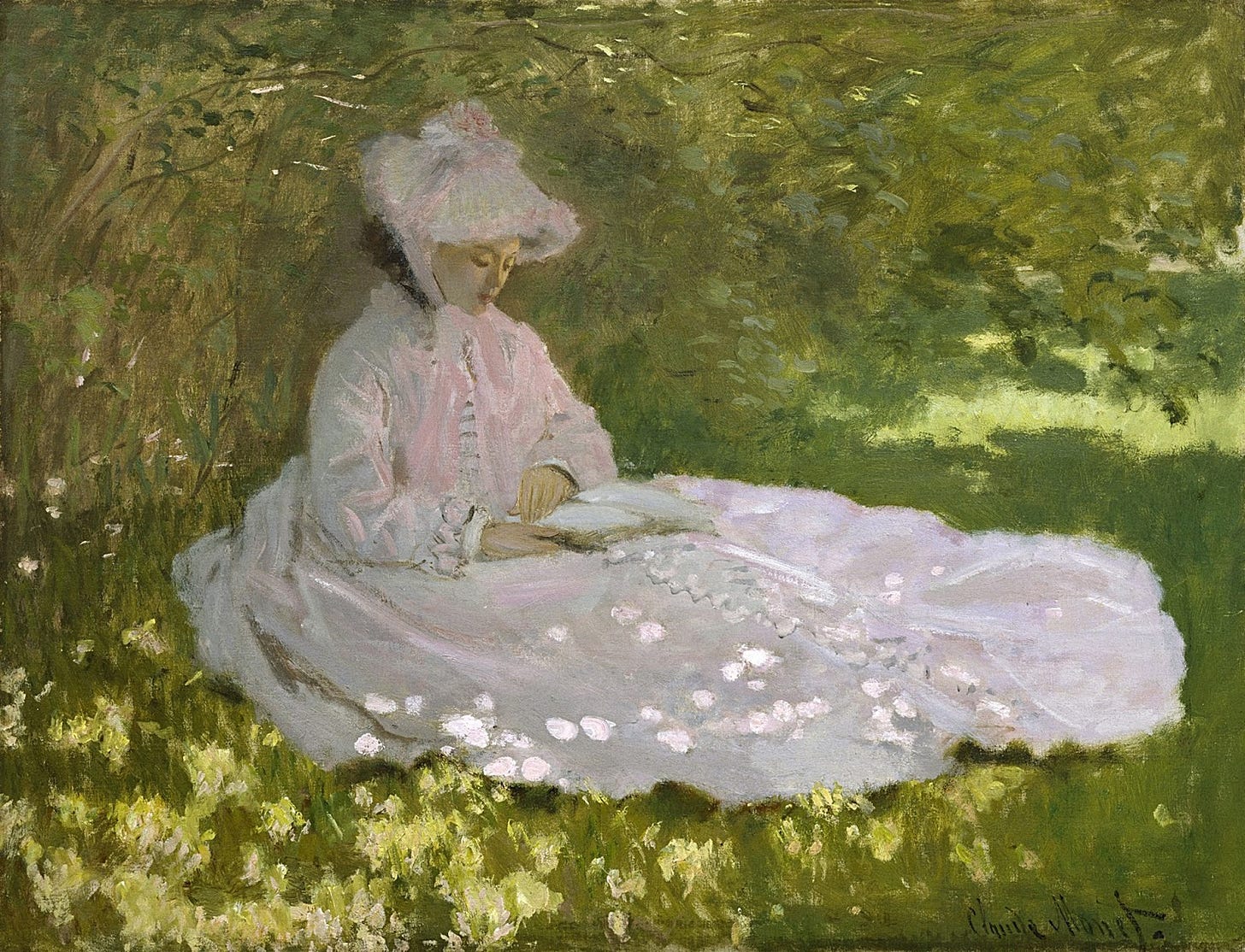 Enjoy some Damn Fine Art : Claude Monet. Woman reading - Springtime ...