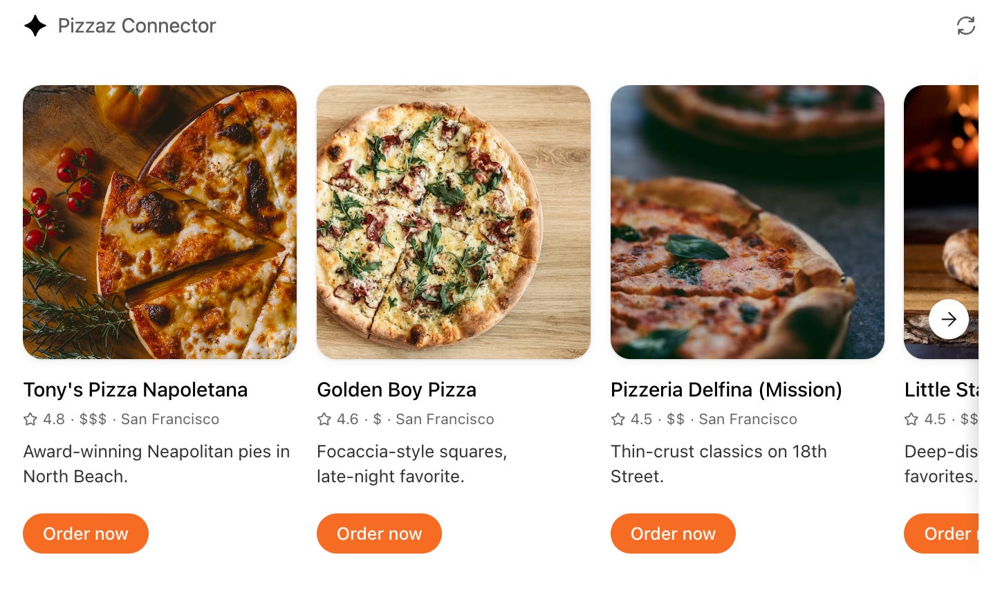 Screenshot of the Pizzaz carousel component Screenshot of the Pizzaz carousel component