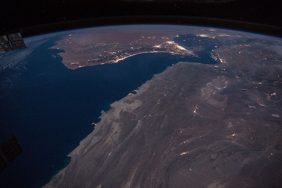 File:ISS-46 Gulf of Oman with Strait of Hormuz at night.jpg