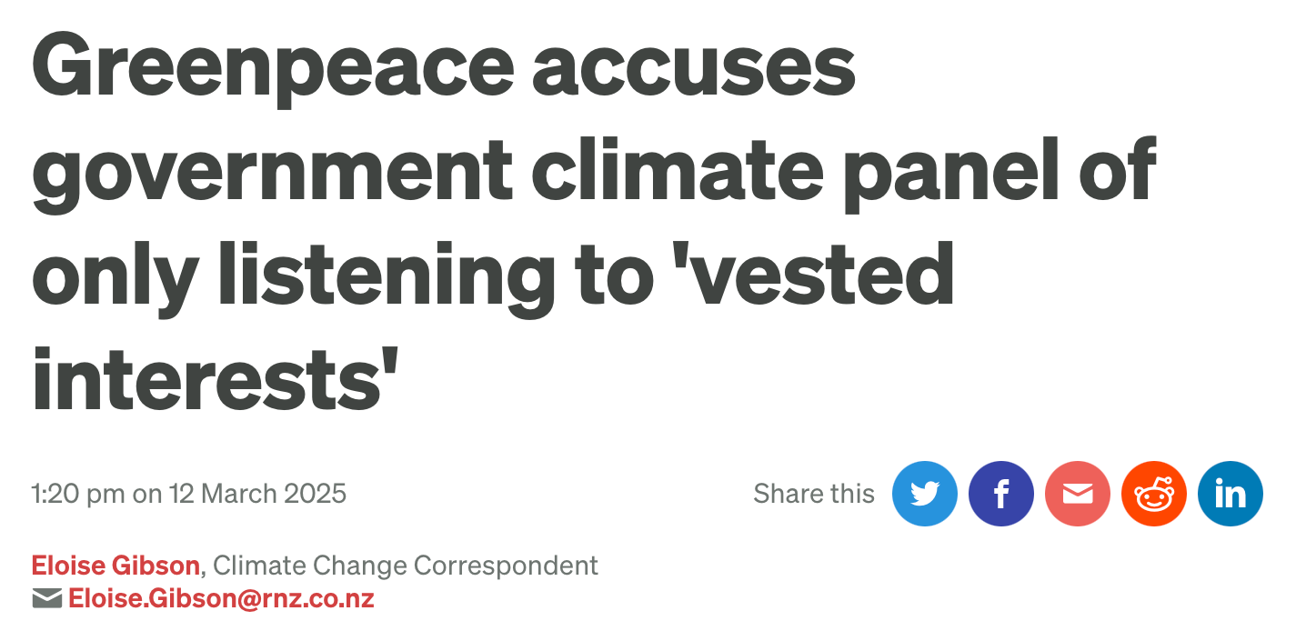 RNZ Headline claiming the NZ Government was selective in the advice it listened to on methane emissions