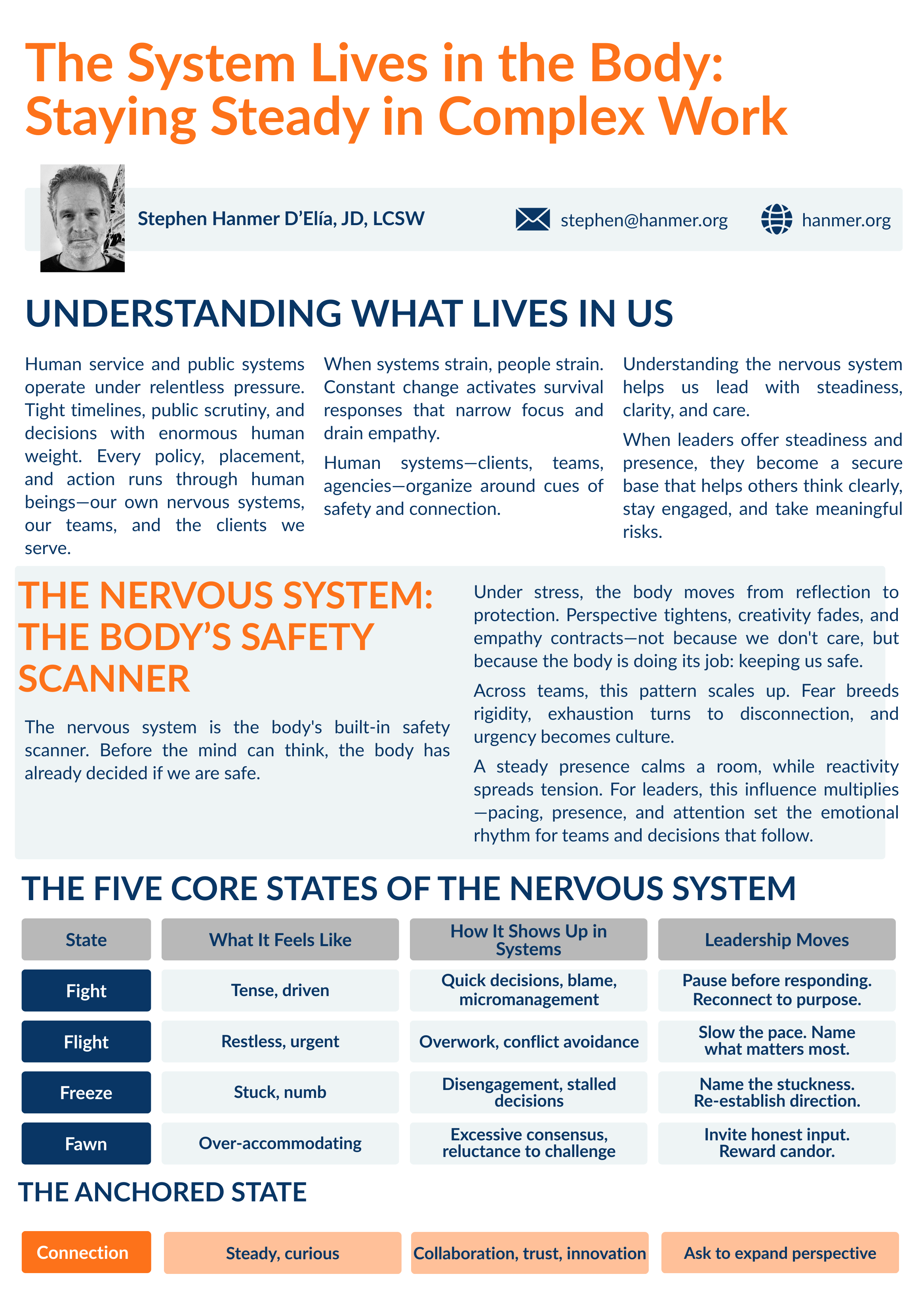Stephen Hanner The System Lives in the Body: Staying Steady in Complex Work