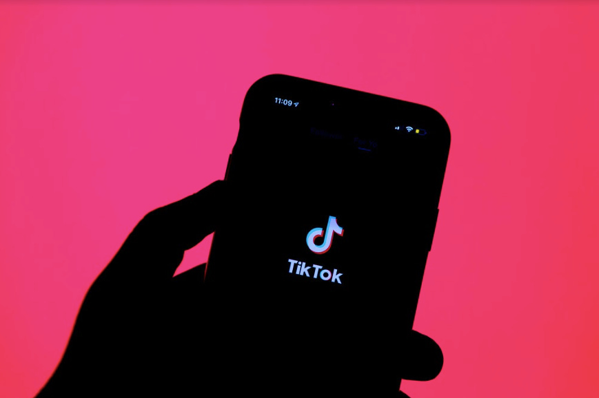 hand holding phone with TikTok written on it