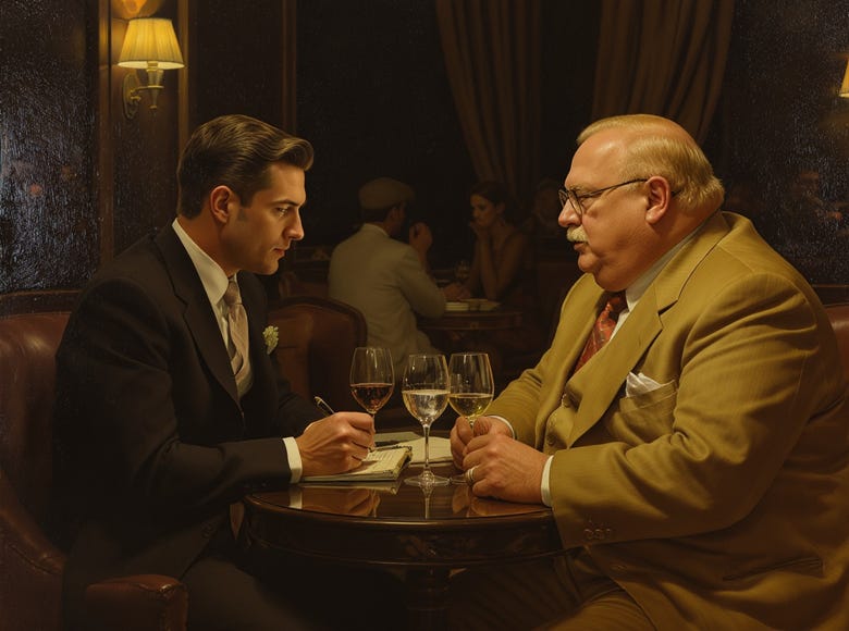 A person in a suit and tie sitting at a table with wine glasses
AI-generated content may be incorrect. A person in a suit and tie sitting at a table with wine glasses
AI-generated content may be incorrect.