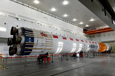 The Long March 2D Y60 vehicle during integration at Jiuquan.