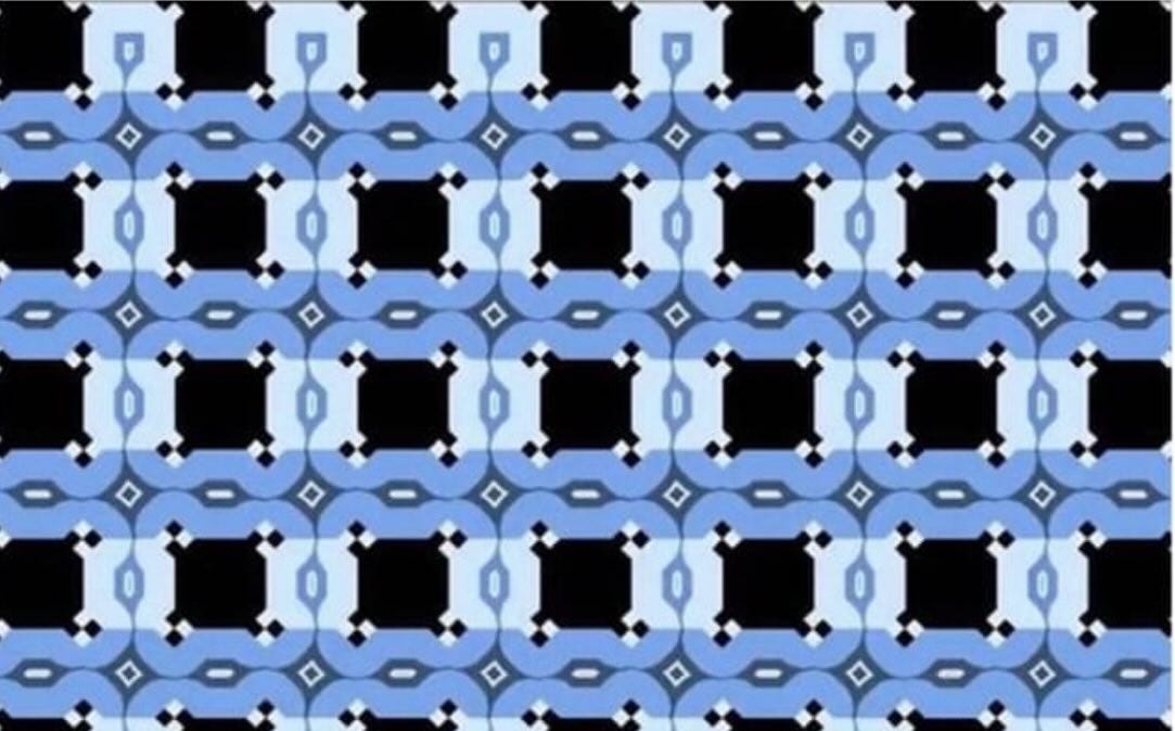 A riff on the classic café wall illusion (also known as the Münsterberg illusion or the kindergarten illusion) - a geometrical-optical illusion in which the parallel straight dividing lines between staggered rows with alternating dark and light rectangles (such as bricks or tiles) appear to be sloped, not parallel as they really are.