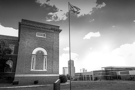 campus buildings and mascot