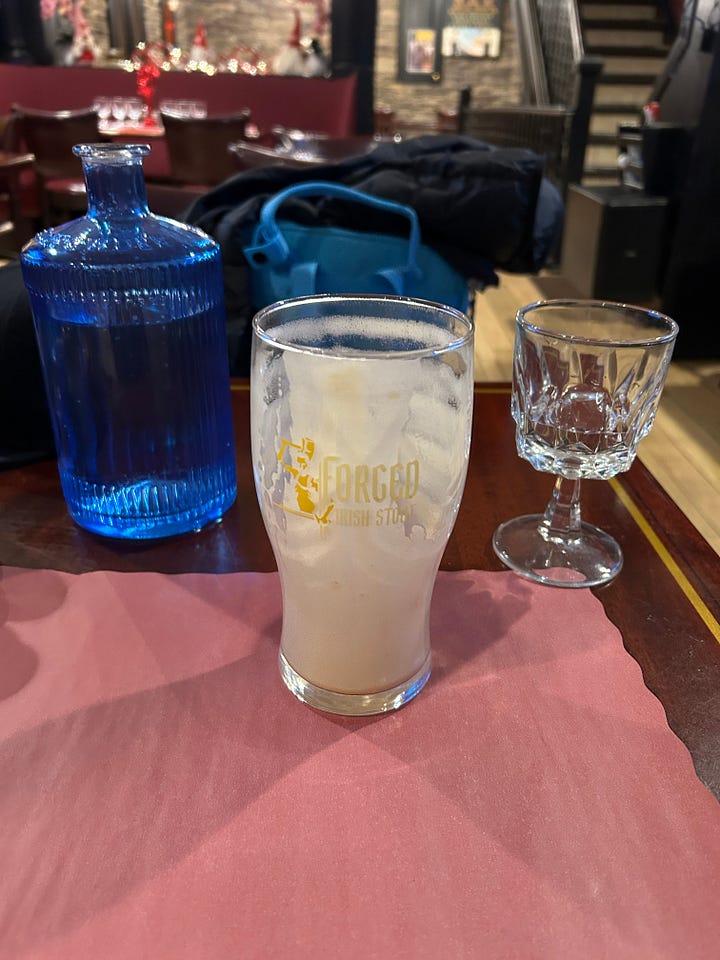 Full and empty Forged Irish Stout glass