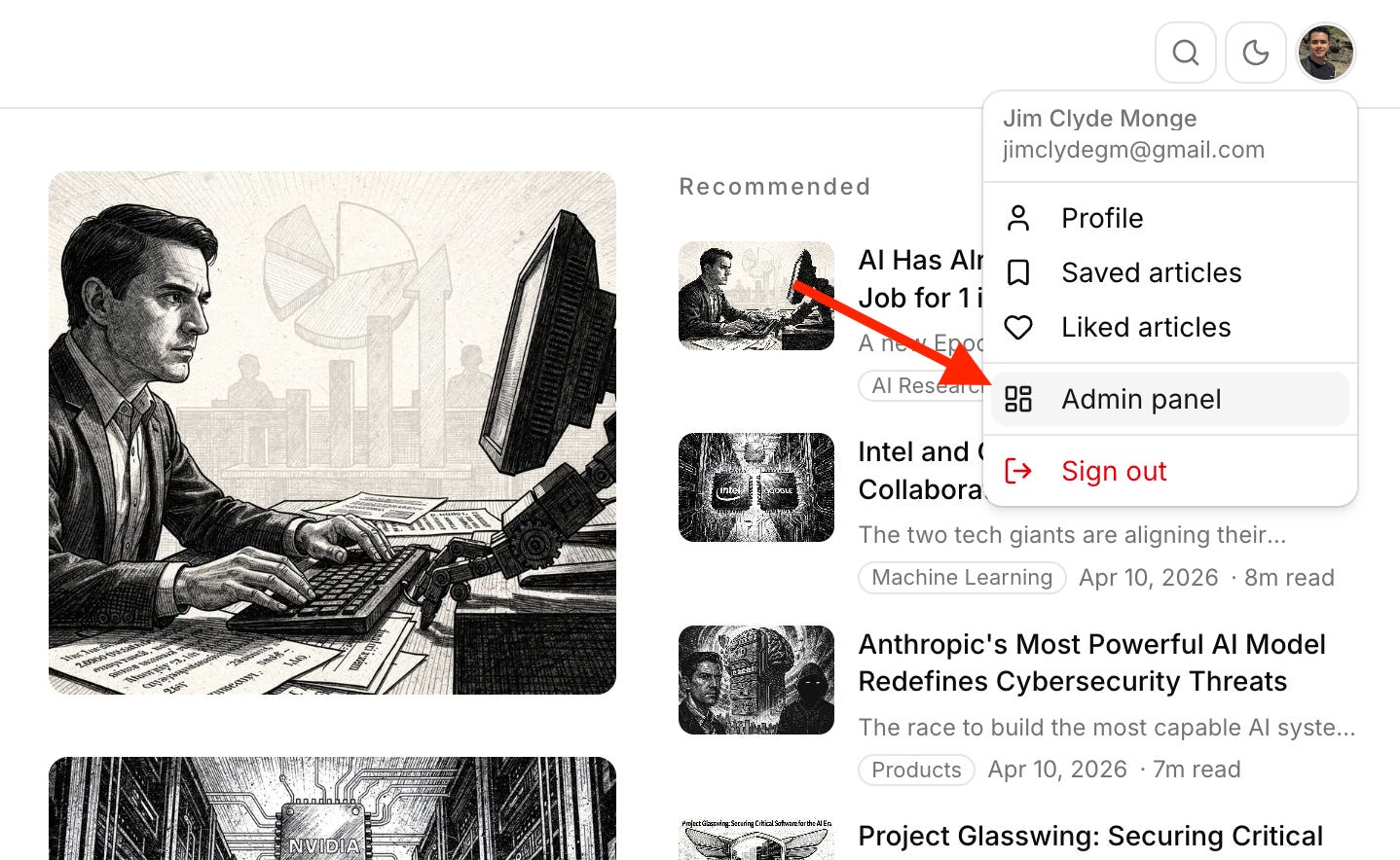 Admin control for BloggFast. Image by Jim Clyde Monge