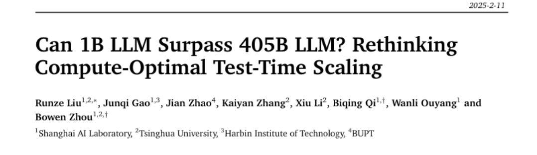 Paper page - Can 1B LLM Surpass 405B LLM? Rethinking Compute-Optimal Test-Time Scaling
