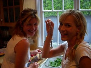 Julie prepares to sample a white anchovy, which divine inspiration had directed me to add to our usual sliced fennel salad. 