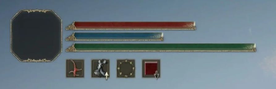 A pitifully small hit point bar, befitting a lowly Tarnished.