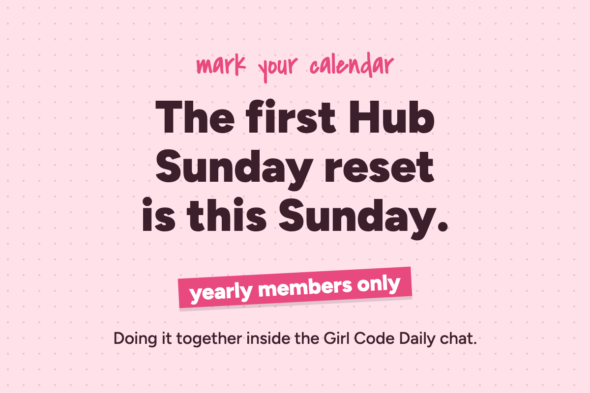 The first Hub Sunday reset is this Sunday, yearly members only