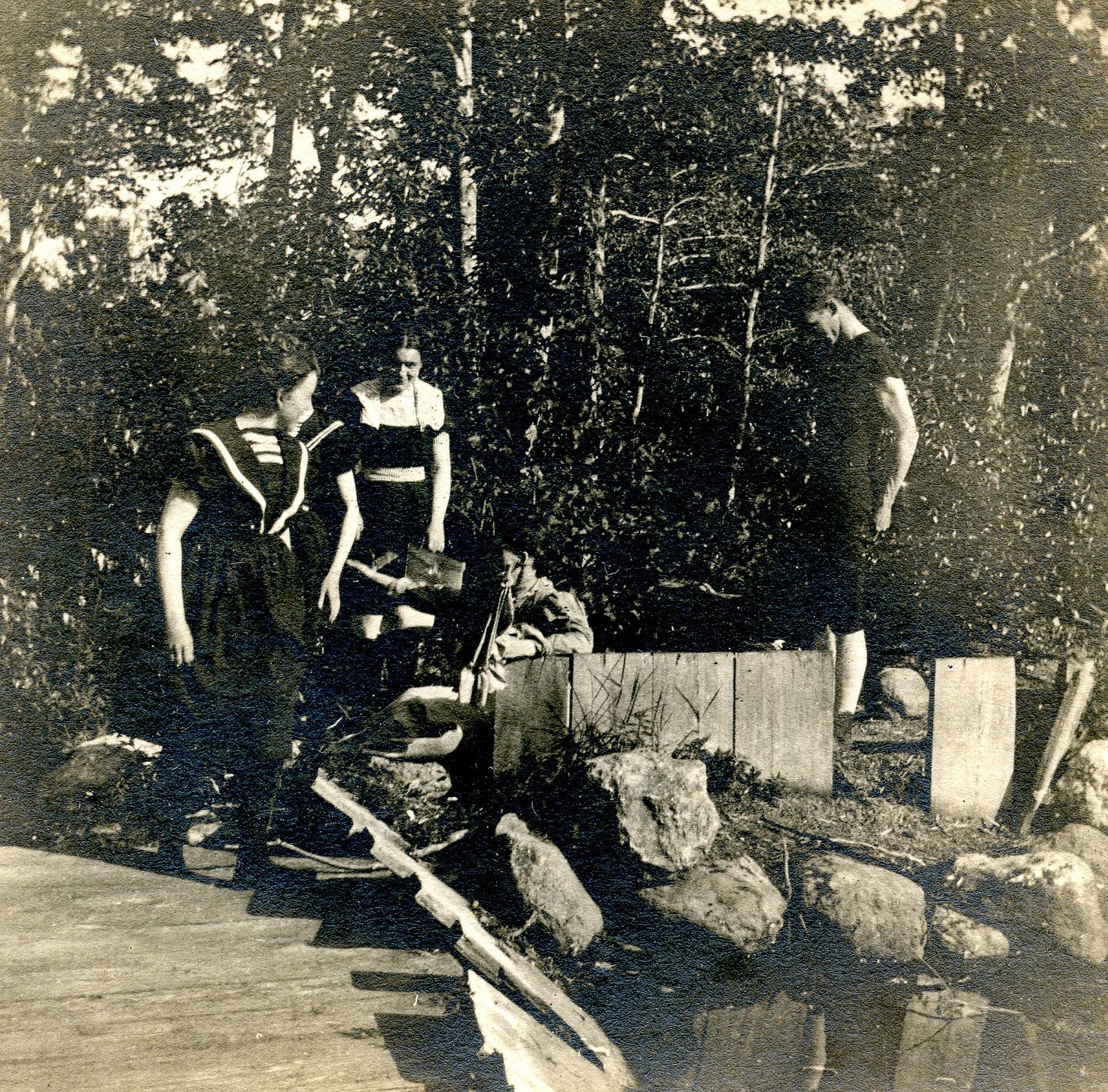 Swimmers at the dam
