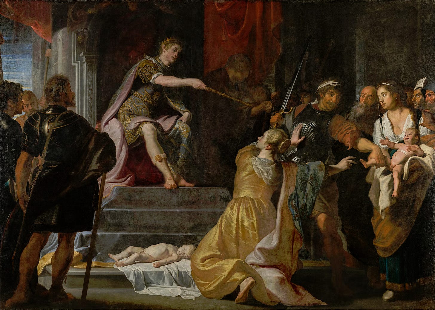Painting of the story of Solomon and the dispute over two babies